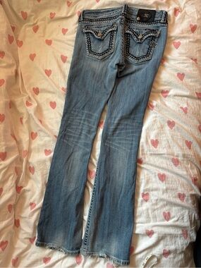 Miss Me Light Blue Embroidered Distressed Bootcut Jeans